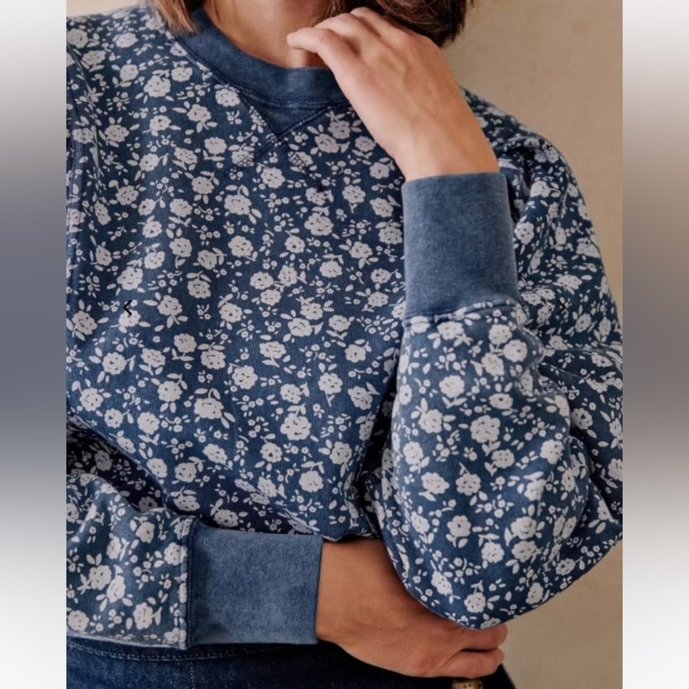 NWT Sézane Alexa Sweatshirt in Blue Flowers - Picture 6 of 8